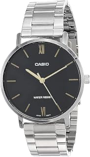 MTP-VT01D-1B Men's Stainless Steel Minimalistic Black Dial 3-Hand Analog Watch