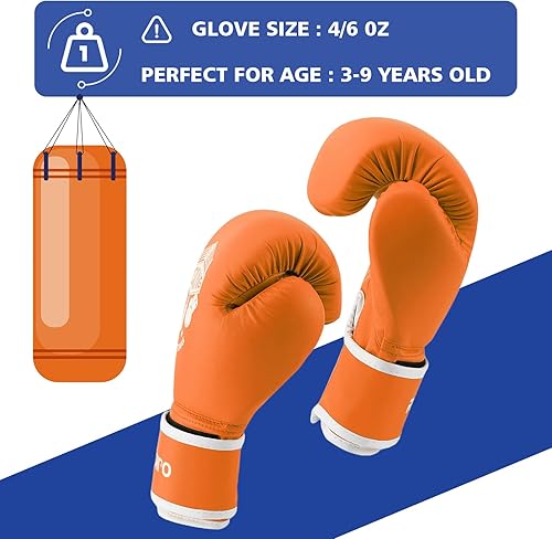 Miniatura 5 de Guantes de boxeo Redipo para niños, niñas y adolescentes de 3 a 12 años, guantes de entrenamiento para Thai y Kickboxing