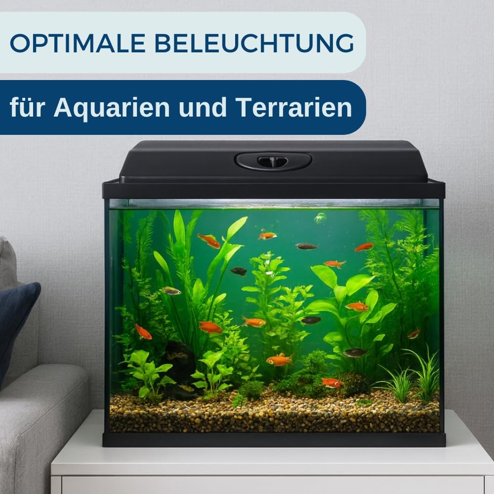 GarPet Aquarium Abdeckung LED Beleuchtung 50x30 cm Aquarium Deckel Schwarz 50 Mit Licht Terrarium Abdeckung Lampe Aquariumbeleuchtung Aquariumlampe