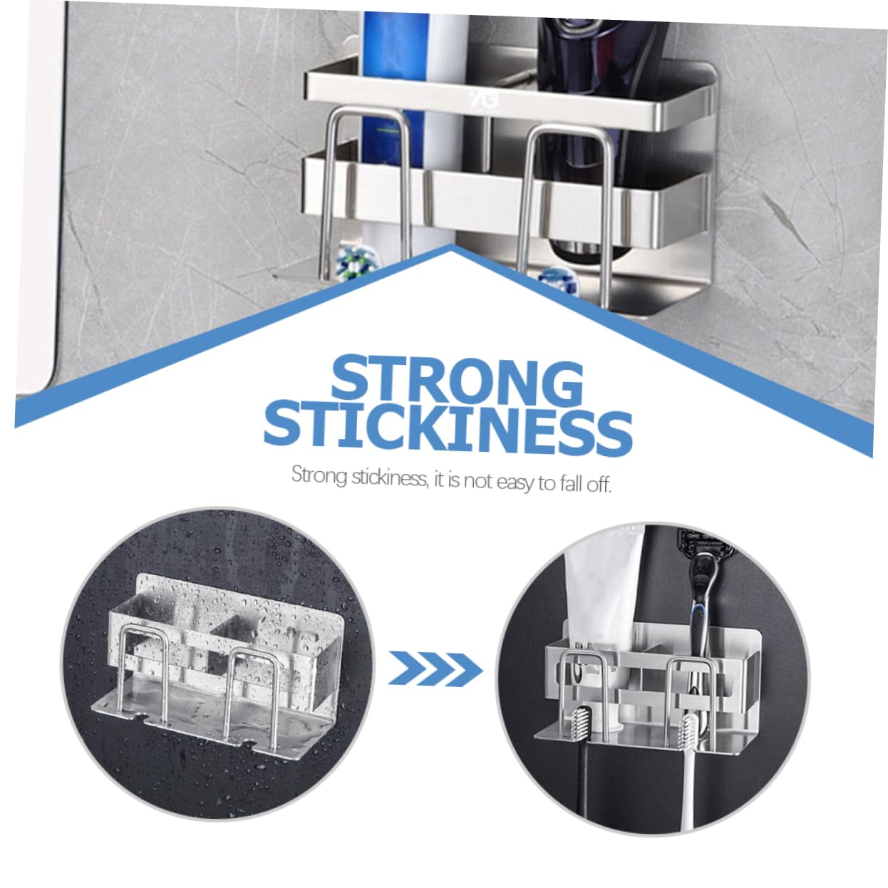 Cabilock Estante de Almacenamiento para Baño de Acero Inoxidable, Portacepillos de Dientes de Pared Compacto y Organizado, Accesorio Funcional para Sujetar Pasta y Cepillos