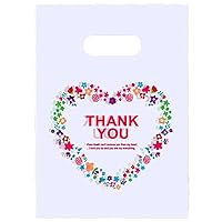 Vista 20 de Joyhey 100 unidades de 7.8" x 9.8" bolsas de plástico para mercancía, bolsas de compras y venta al por menor para boutique con asas troqueladas