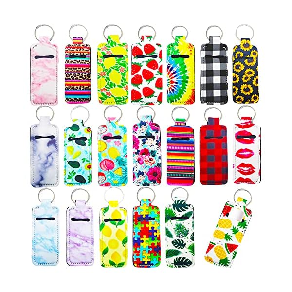 ANGIEHAIE Chapstick Holder Keychain,Neoprene Balm Holders Pouch,