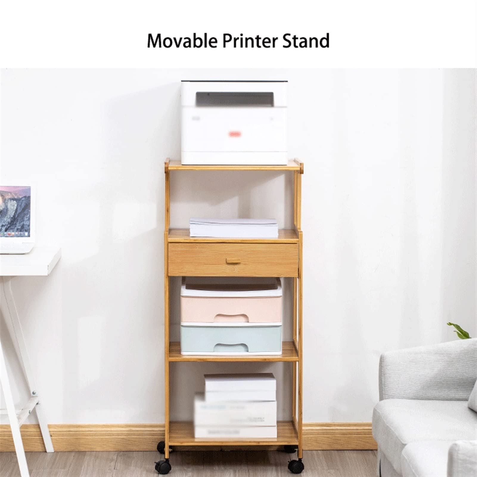 Stand di Stampa per Ufficio Office Mobile Stampante Stampante Stand Stampante 4 Pavimenti a Pavimento Porta fax Porta Portano Porta Cassette for la casa con Ruote con Ruote Staffa Scanner Fax