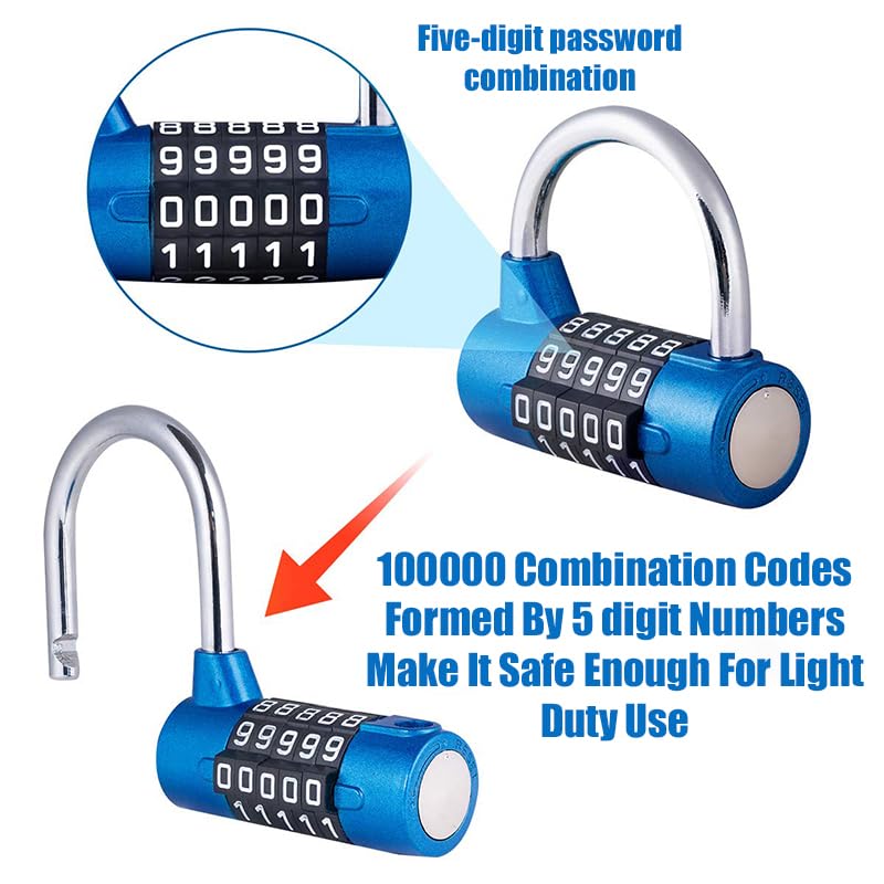 Cadenas Code Cadenas à combinaison à 5 chiffres avec mot de passe Cadenas(Blue)