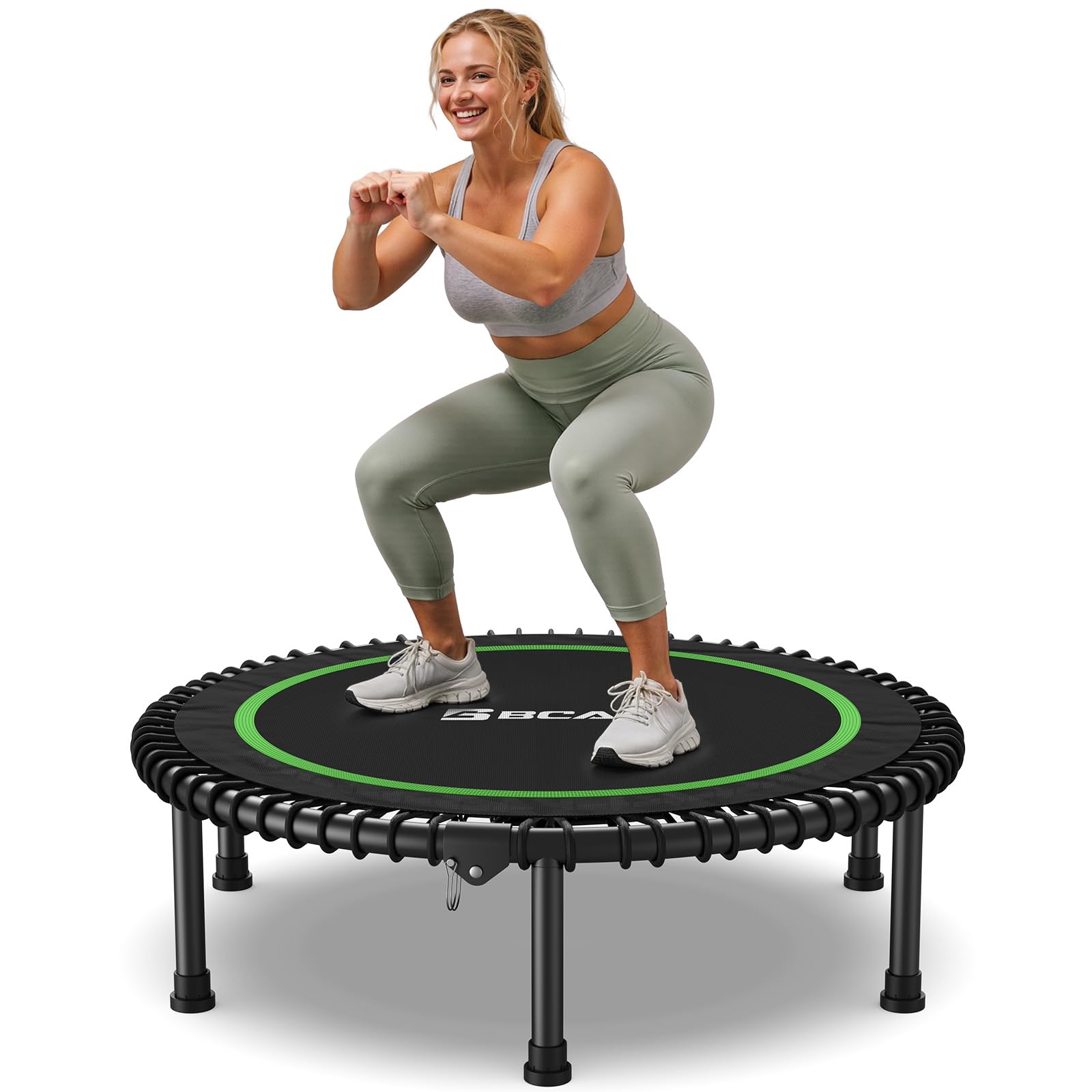 BCAN450LBS/550LBS Foldable Mini Trampoline, 40"/48" Fitness Trampoline with Durable Bungees, Stable & Quiet Exercise Rebounder for Adults,Great Mini Trampoline for Indoor/Garden Workout - 2