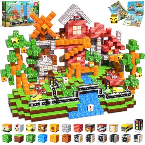 Annexfun Lot de 150 blocs de construction magnétique - Aventure urbaine avec rue, feux de circulation et abeilles - Jouet éducatif dès 4 ans - Cadeau...