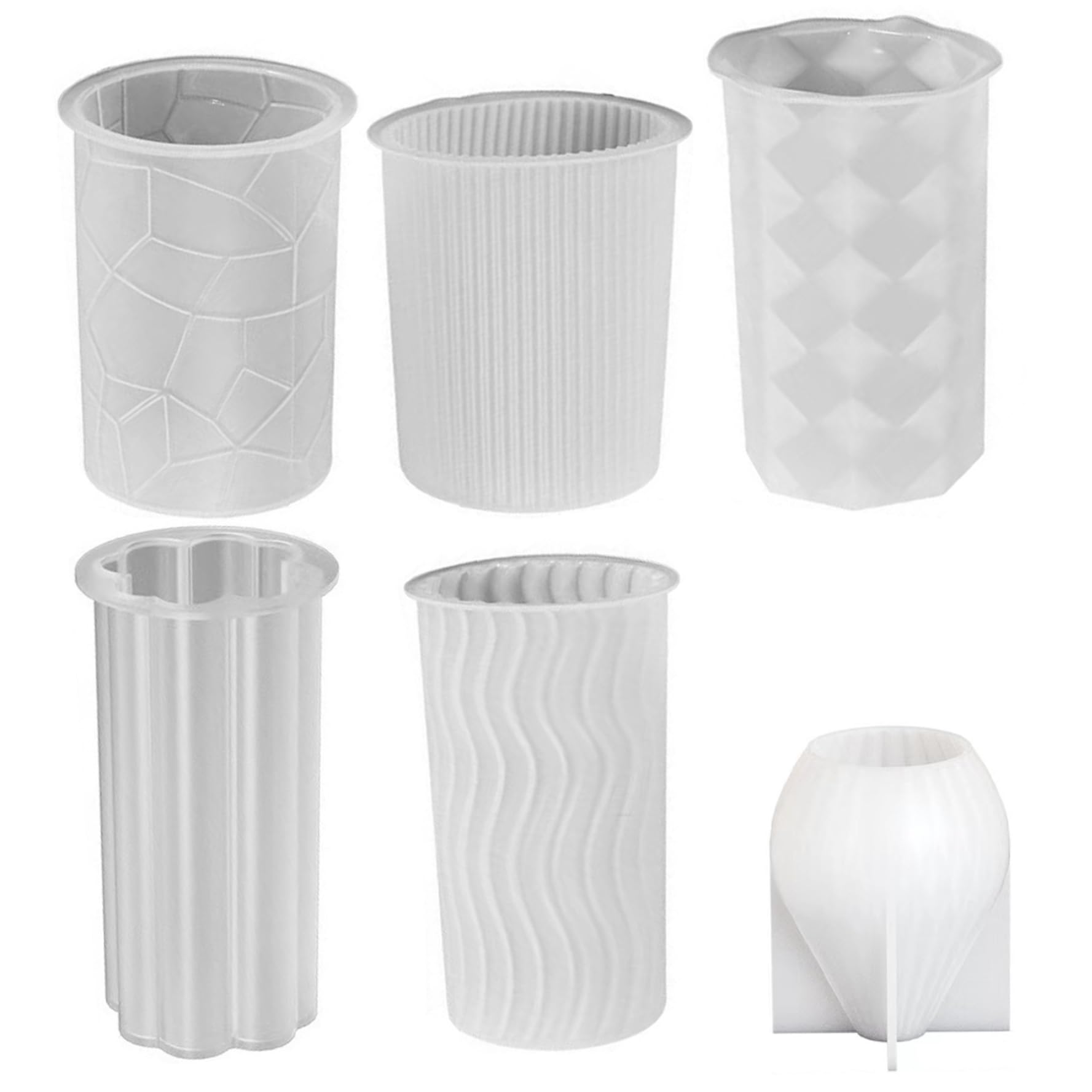 Moules à bougies en silicone 3D lot de 6 réutilisables pour cire et résine