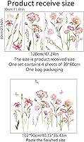 Vista 3 de Calcomanías de pared florales de flores coloridas, murales, acuarela, plantas verdes, calcomanías de pared de mariposas, arte de pared, bricolaje