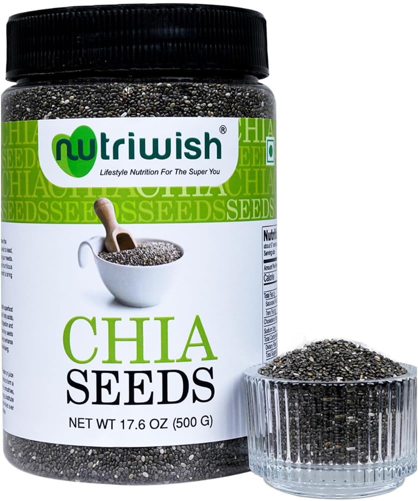 Nutriwish Premium Chia Seeds 500 gm | - Omega-3 and Fiber Rich Superfood