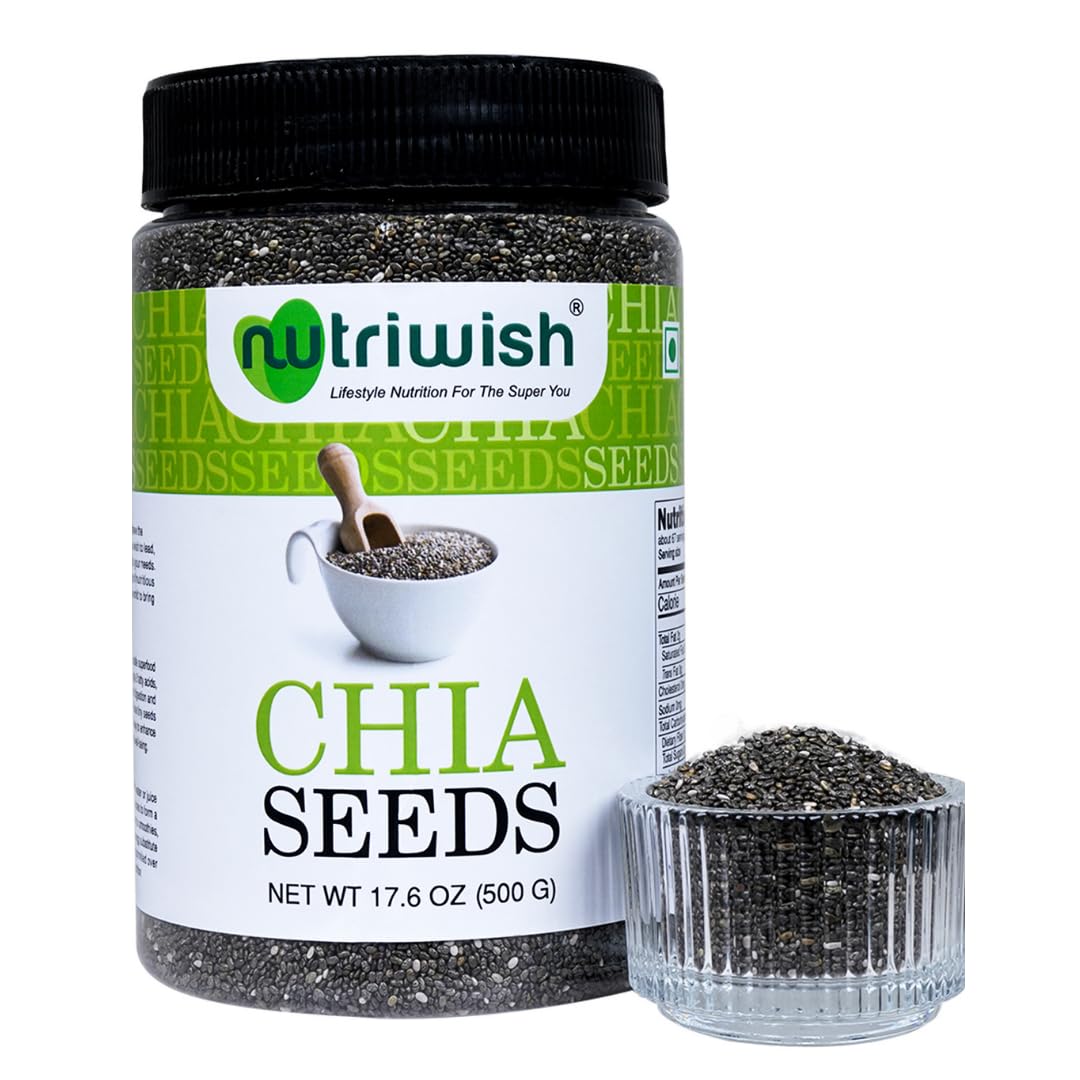Nutriwish Premium Chia Seeds 500 gm | - Omega-3 and Fiber Rich Superfood