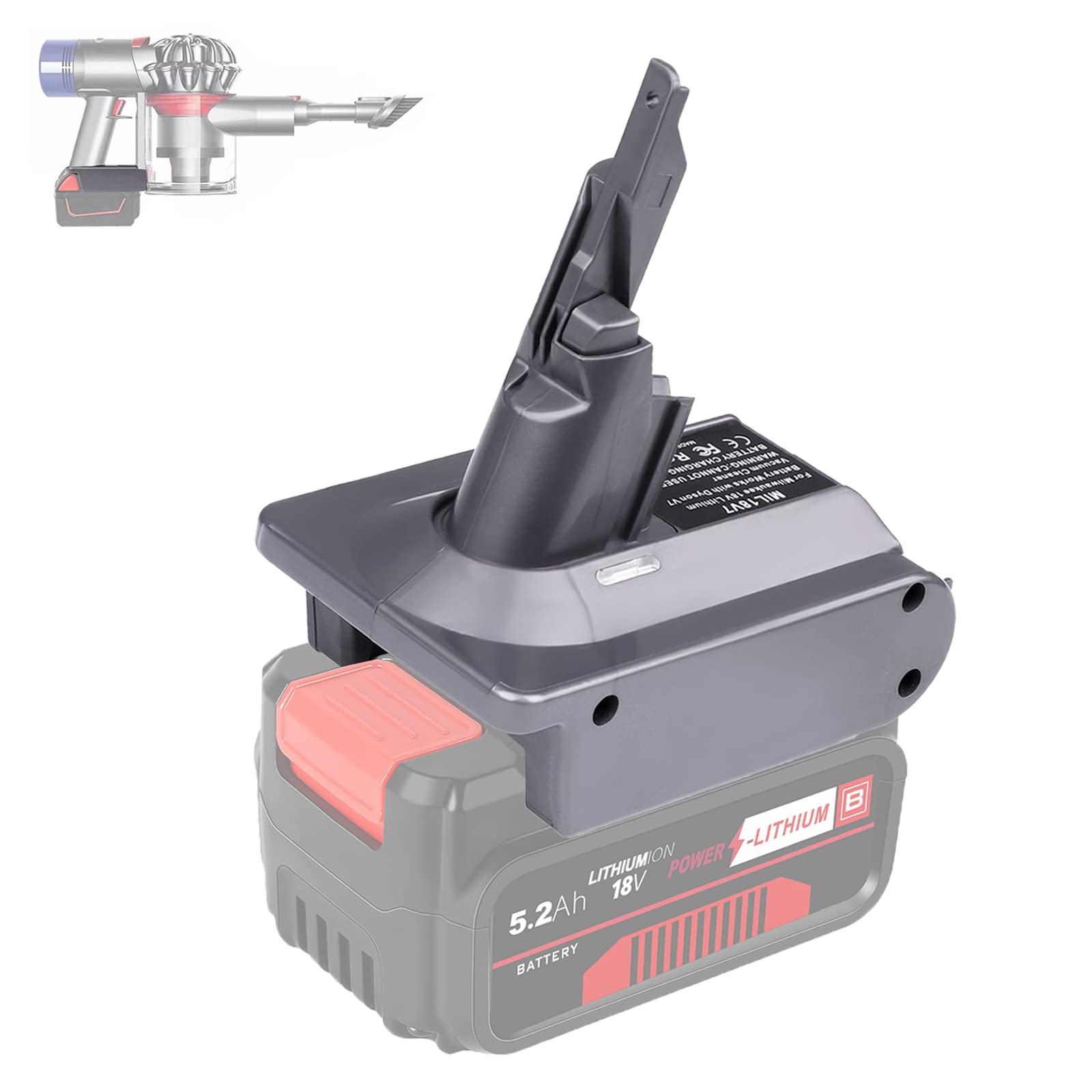 BTRUI V7 Adapter für Einhell 18V Power X Serie Lithium Akku auf für Dyson V7 Animal Fluffy Motorhead Handstaubsauger Vacuum Konverter (Adapter EIN18V7)