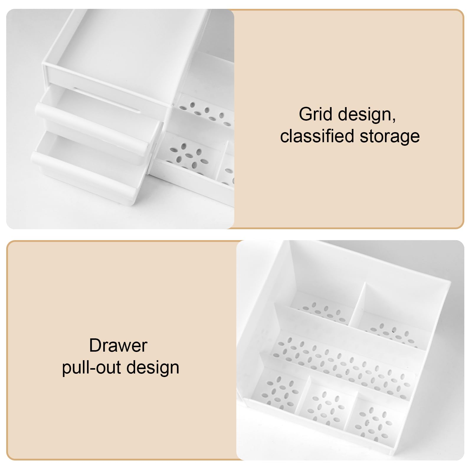URAQT Makeup Organizer Storage Drawers, Large Capacity Dressing Table Plastic Cosmetics Holder - Image 4