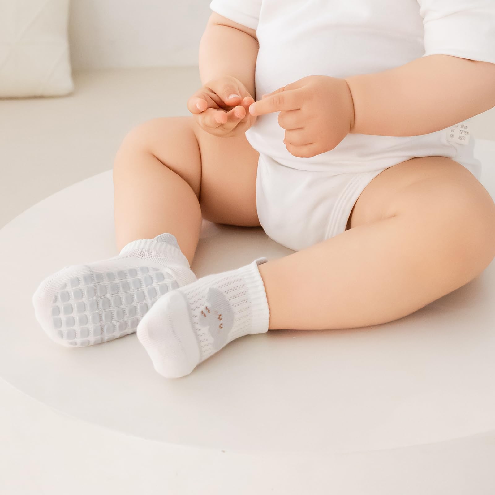 Bebé Antideslizante Tobillo Calcetines con Agarre Algodón Transpirables para Bebés Niños Niñas 5 Par Multicolores - 3