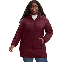 Plus Size Women Packable Puffer Jacket 1X-6X Water-Resistant Lightweight Puffer Coat Detachable Hood