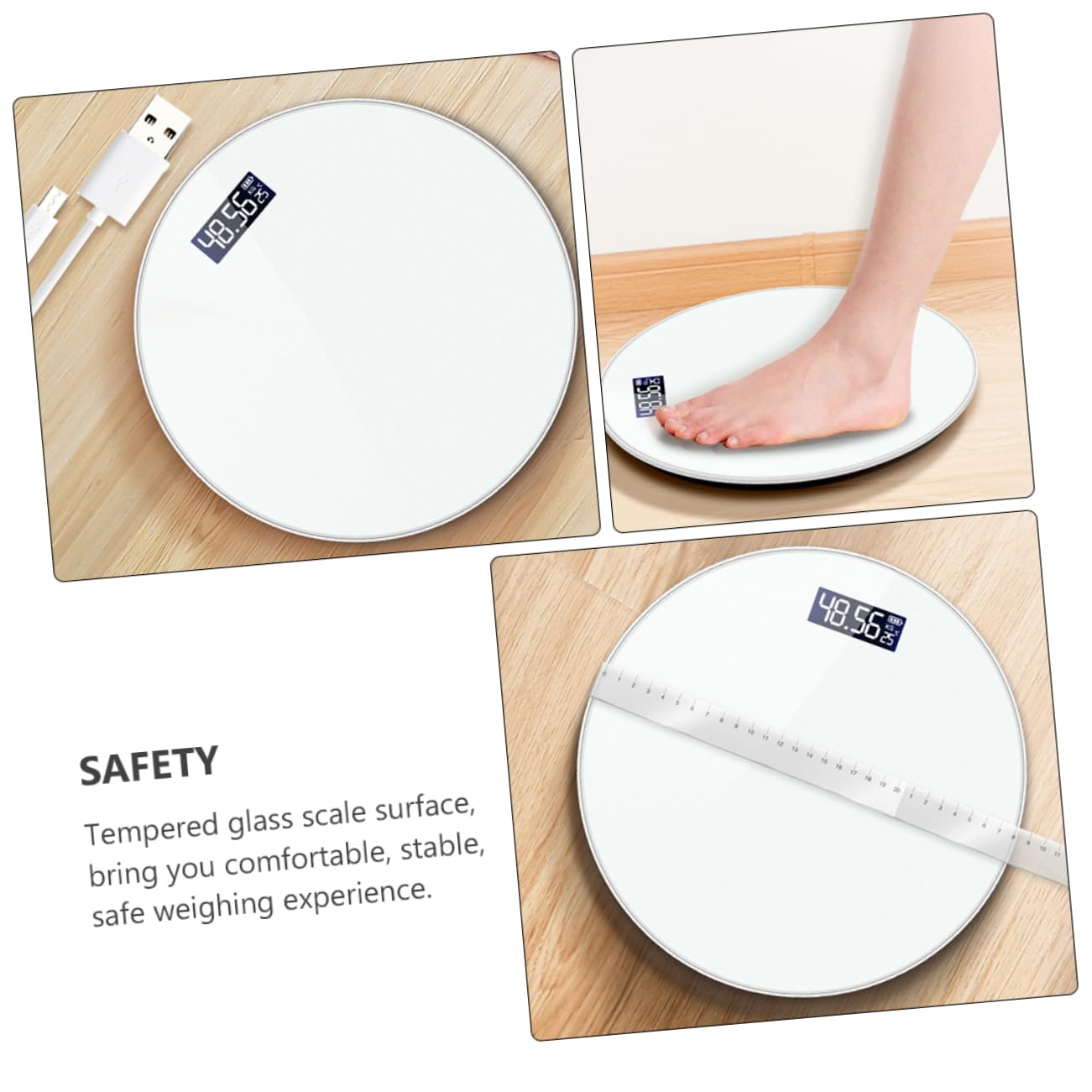 Mikinona Balance de Poids Électronique Professionnelle Échelle de avec Affichage LED et de Température Balance pour Usage Domestique Blanc Rechargeable