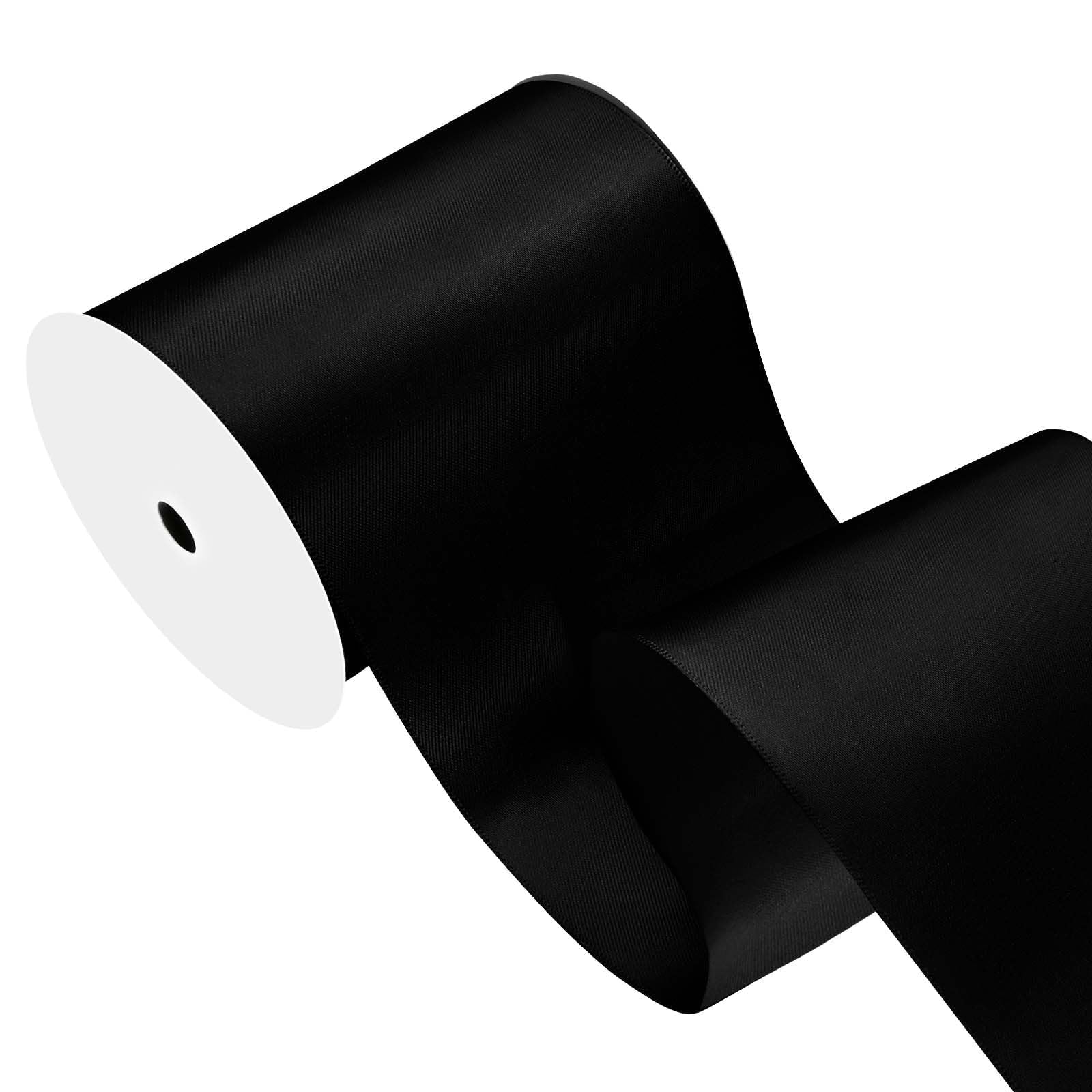 Black Satin Ribbon 4 inch X 15 Yards Polyester Ribbon for Gift Wrapping Very Suitable for Weddings Party Hair Bow Invitation Decorations and More