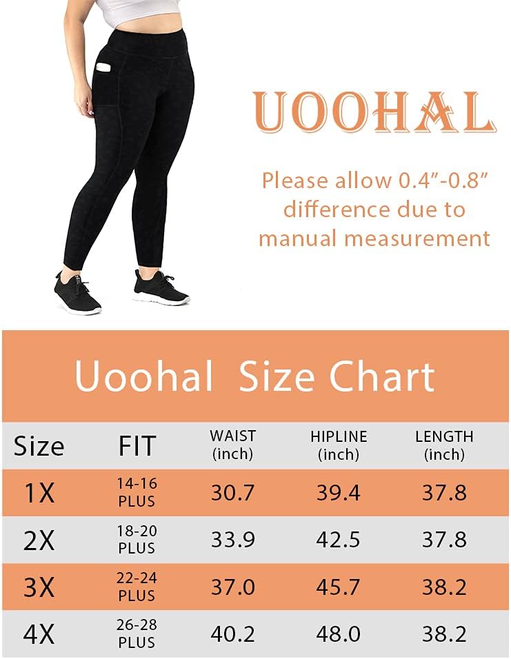 Uoohal Plus Size Athletic Workout Leggings for Women Yoga Pants with Pockets High Waisted Active Capris Peacock Blue 4XL