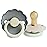 FRIGG Daisy Night Natural Rubber Baby Pacifier | Made in Denmark | BPA-Free (French Gray/Croissant, 0-6 Months) 2-Pack