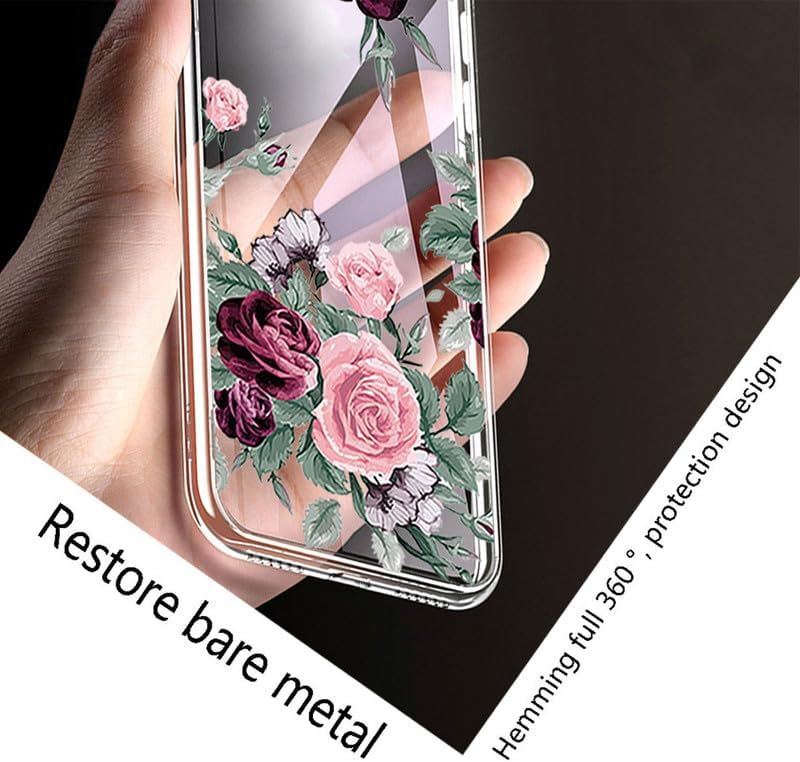 Phone Case for Doogee DK10 (6.67"), 2 Pcs Shockproof Soft TPU Silicone Bumper Shell, [Ultra-Thin] [Anti-Yellowing] Back Cover for Doogee DK10 - Clear + Red Rose