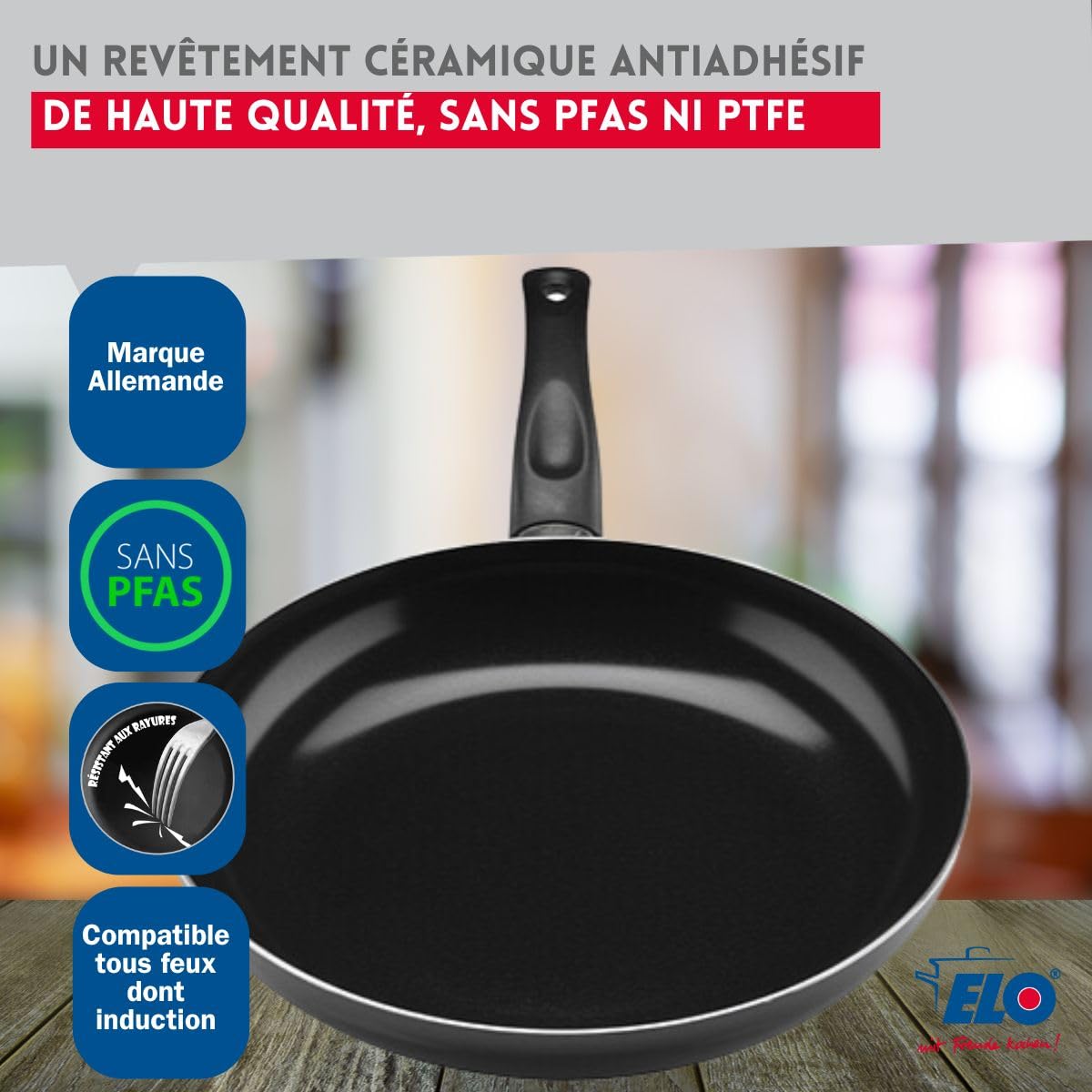 Elo Batterie cuisine 2 poêles 28/32 cm et 3 faitouts 14/16/20 cm