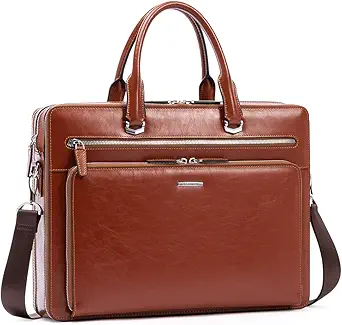 BOSTANTEN Briefcases for Men Leather Laptop Bag 15.6 inch Computer Messenger Shoulder Slim Bag Buisness Travel Work Case