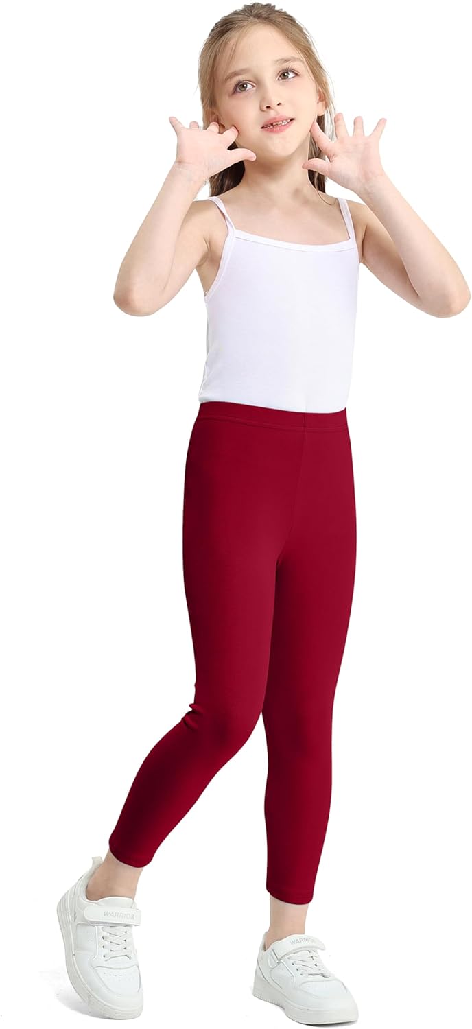 Cooraby 4 Pack Girls Cotton Leggings Ankle Length Leggings Footless Soft Warm Stretchy Tights Pants for Kids - Image 6