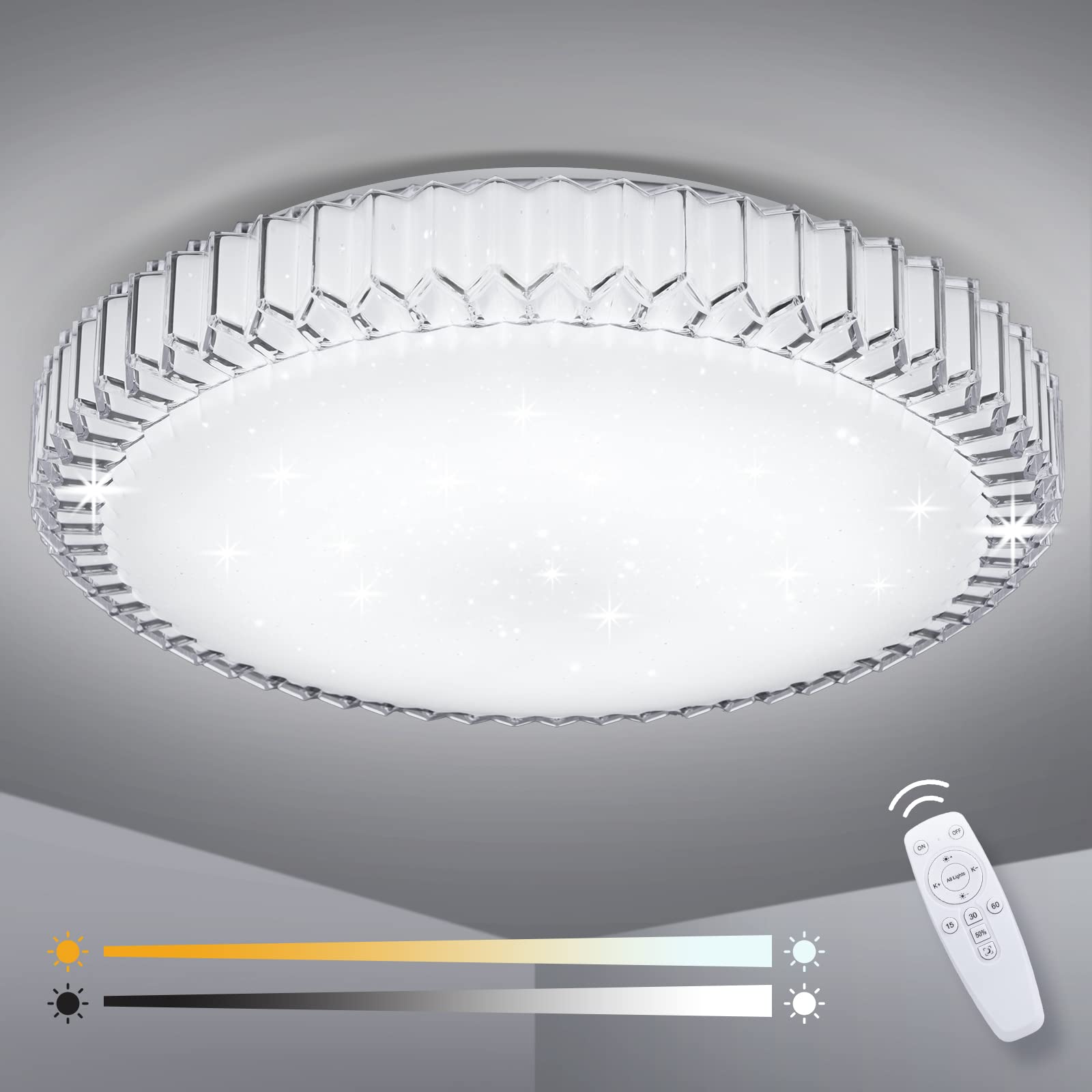 OOWOLF Ceiling Light for Bedroom, 40W Dimmable Ceiling Light,3000K-6500K 4000LM LED Ceiling Lights,Remote Control,Memory & Timing Function,Night Light Mode, Ø40cm×H8cm — image 1