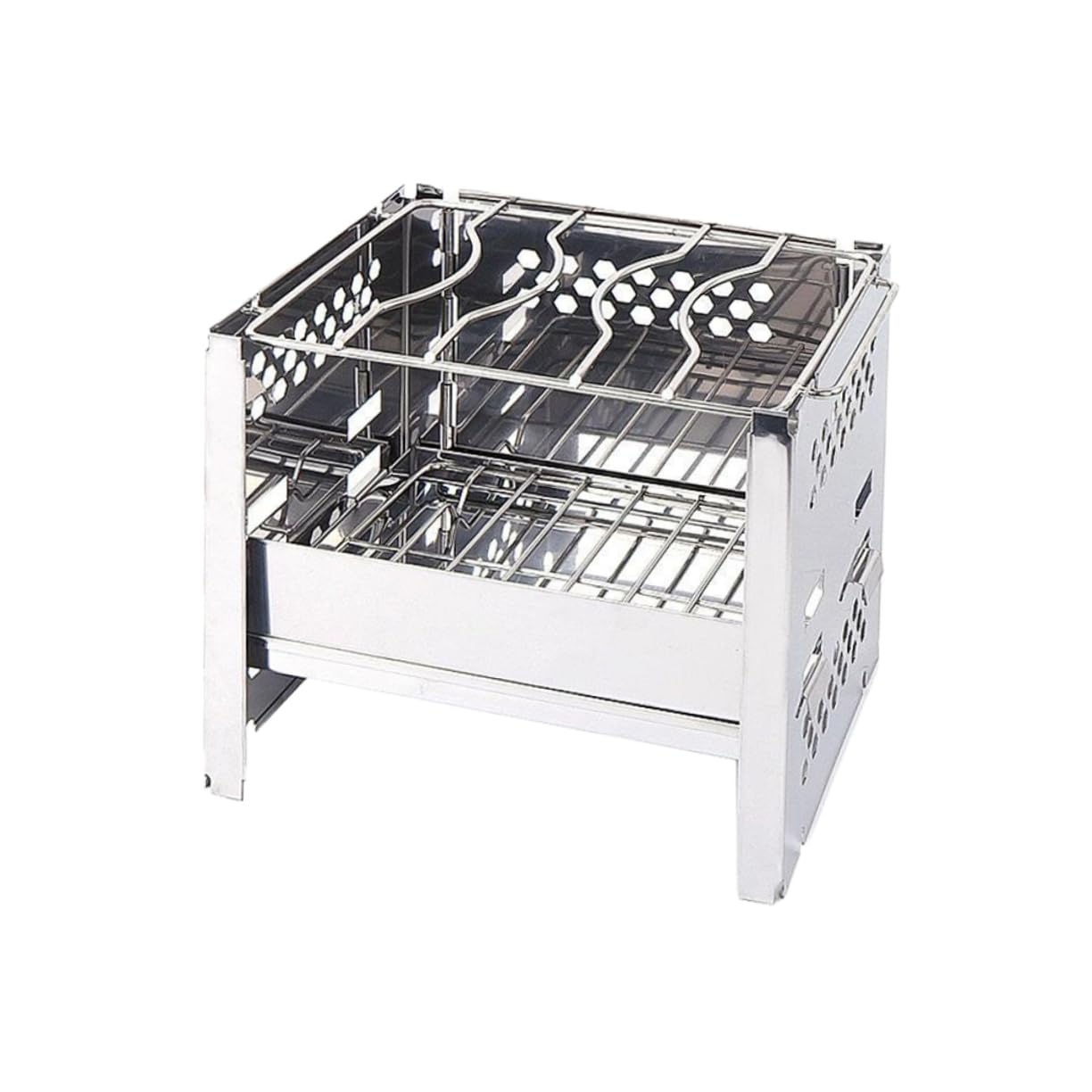 VANZACK Stainless Steel Bbq Grill Square Burning Stove Collapsible Portable Camping Cookware Set Outdoor Cooking