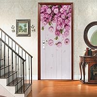 Vista 2 de Calcomanías 3D para puerta, murales para despegar y pegar, flor de ciruelo, calcomanías para puerta, autoadhesivas, extraíbles, de PVC, impermeable