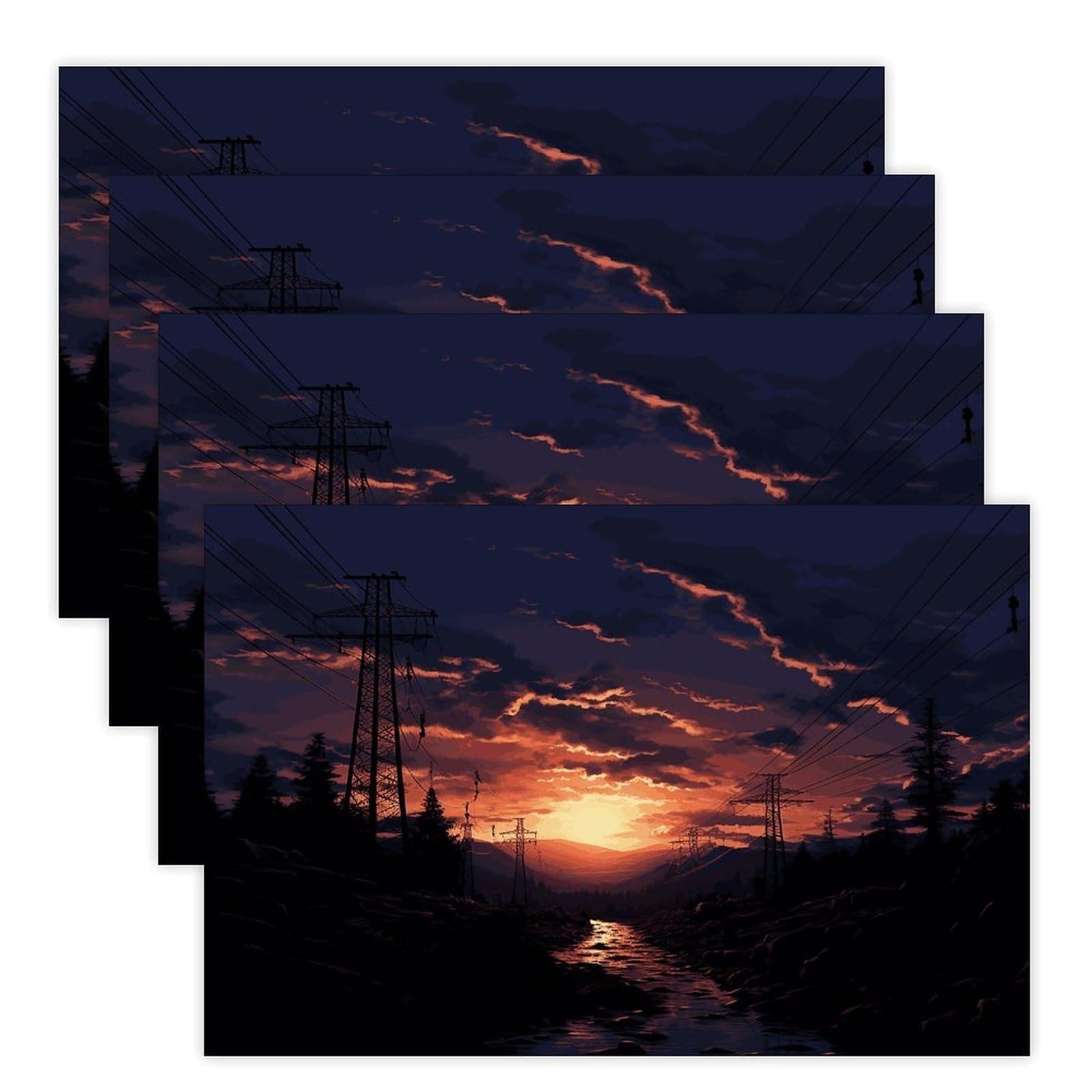 Dusk Scenery Placemats Heat-Resistant Washable Place Mats Anti Slip Dining Table Place Mats Wipeable Dining Table Mats Kitchen Decoration Placemats 17.7’’×11.8’’