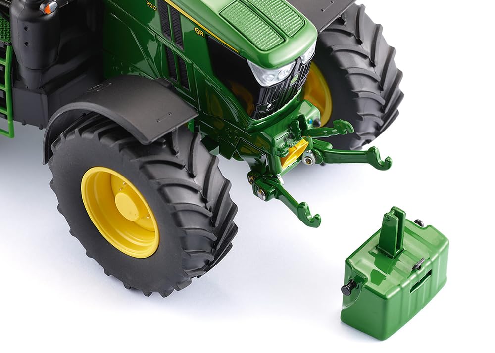 WIKING 077870 John Deere 6R 250 Modelltraktor, 1:32, Metall/Kunststoff, Ab 14 Jahre, Viele Funktionen, Motorhaube zum Öffnen, Bewegliche Ober- und Unterlenker, Inkl. Frontgewicht