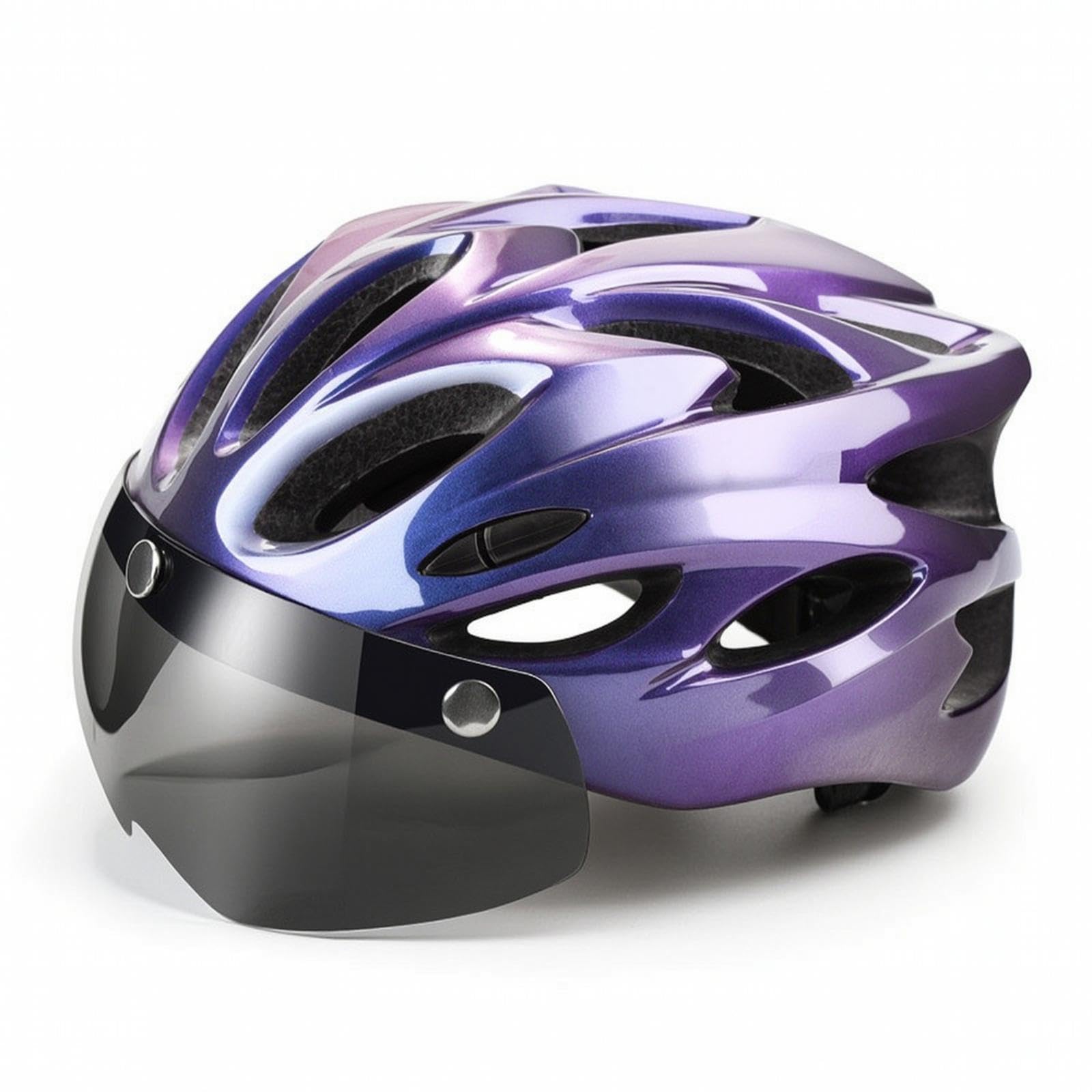Bike Helmet with Visor Adjustable Cycle Helmet with Visor Detachable for Cyclists, Commuters, Road Riding, Mountain Biking, Commuting Blue Purple-image-23