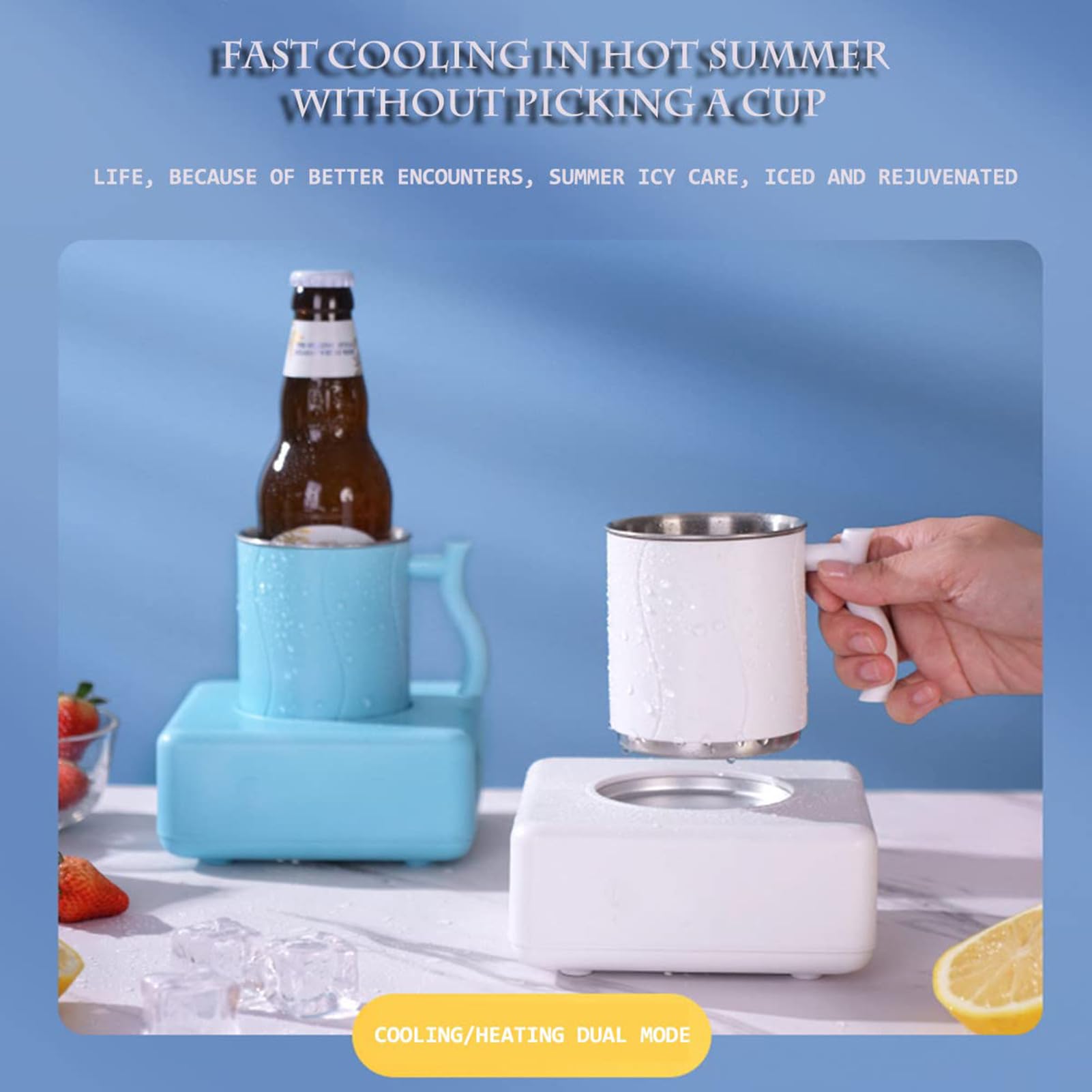 Gobelet Refroidisseur de Boissons 36W, Tasse Électrique Chaude/Froide de 350ML avec Réglage à 4 Niveaux, Commande à Une Touche, Cordon d'Alimentation et Câblage pour Véhicule, Mini Machine à Bo White
