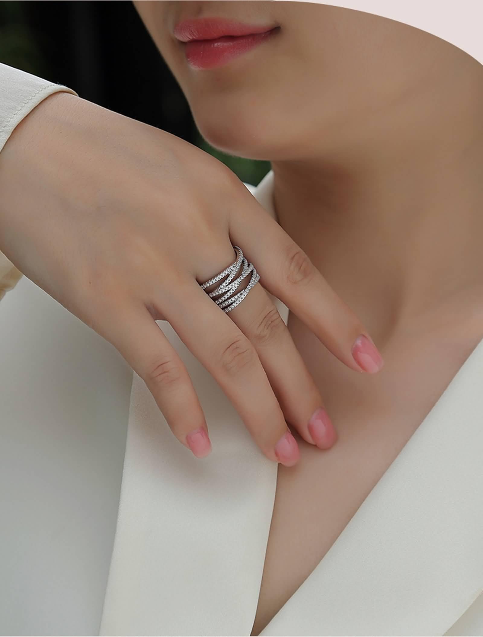 Szerokie, złote pierścionki damskie 750 z kamieniem dla kobiet z moissanit 0,61 ct, pierścionek krzyżowy, obrączka ślubna damska, 9K/14K/18K białe złoto/Pt950 platyna, rozmiar 47 (15,0)-65