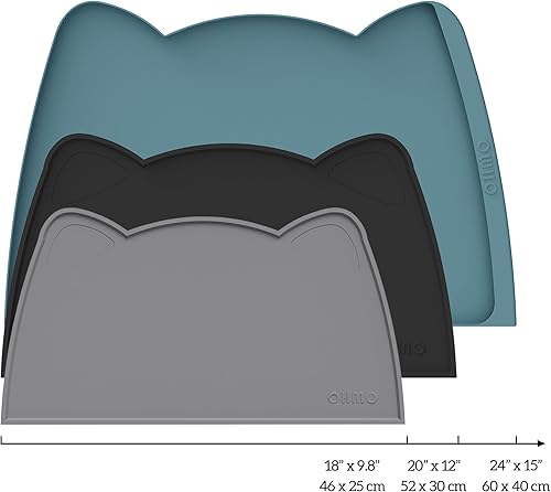 Miniatura 2 de OHMO - Tapete de silicona para comida para gatos, tapete de alimentación de mascotas para el piso, antideslizante, impermeable, bandeja para agua