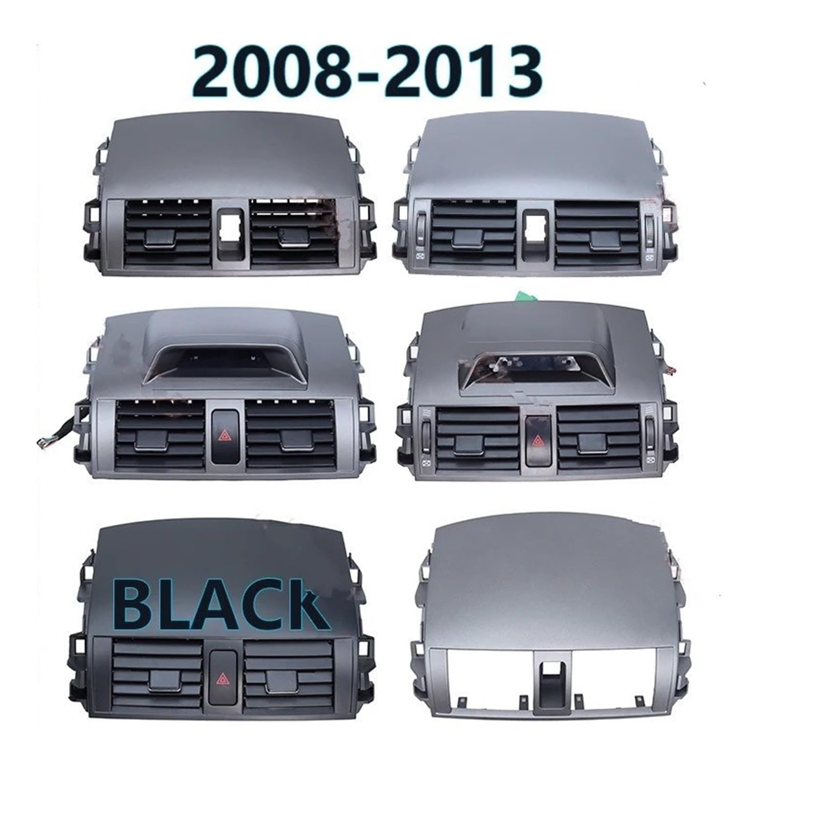Bocchetta Condizionata Auto Griglia Ventilazione Centrale Cruscotto Anteriore Griglia Uscita Aria Condizionata Pieghevole Per TOYOTA Per COROLLA 2008-2013(Black 1)