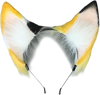 WLNEXT Diademas de orejas de gato para mujer, estudiante, juego de rol, animes, reuniones de personajes, diadema de gato, felpa, carnaval, aro para el pelo, color amarillo