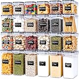 Mavivegue Vorratsdosen mit Deckel Luftdicht,BPA-frei, 24er Set Aufbewahrungsbox K&uuml;chen f&uuml;r Mehl, Zucker, M&uuml;sli & mehr, K&ouml;rner. Mit Etiketten & Marker, f&uuml;r K&uuml;hlschrank, 33,6 L.