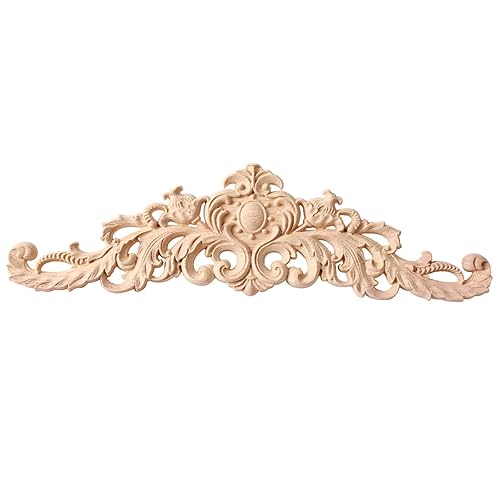 Wood Appliques Onlays, Long Wood Carved Appliques 31.4 * 7.8inch