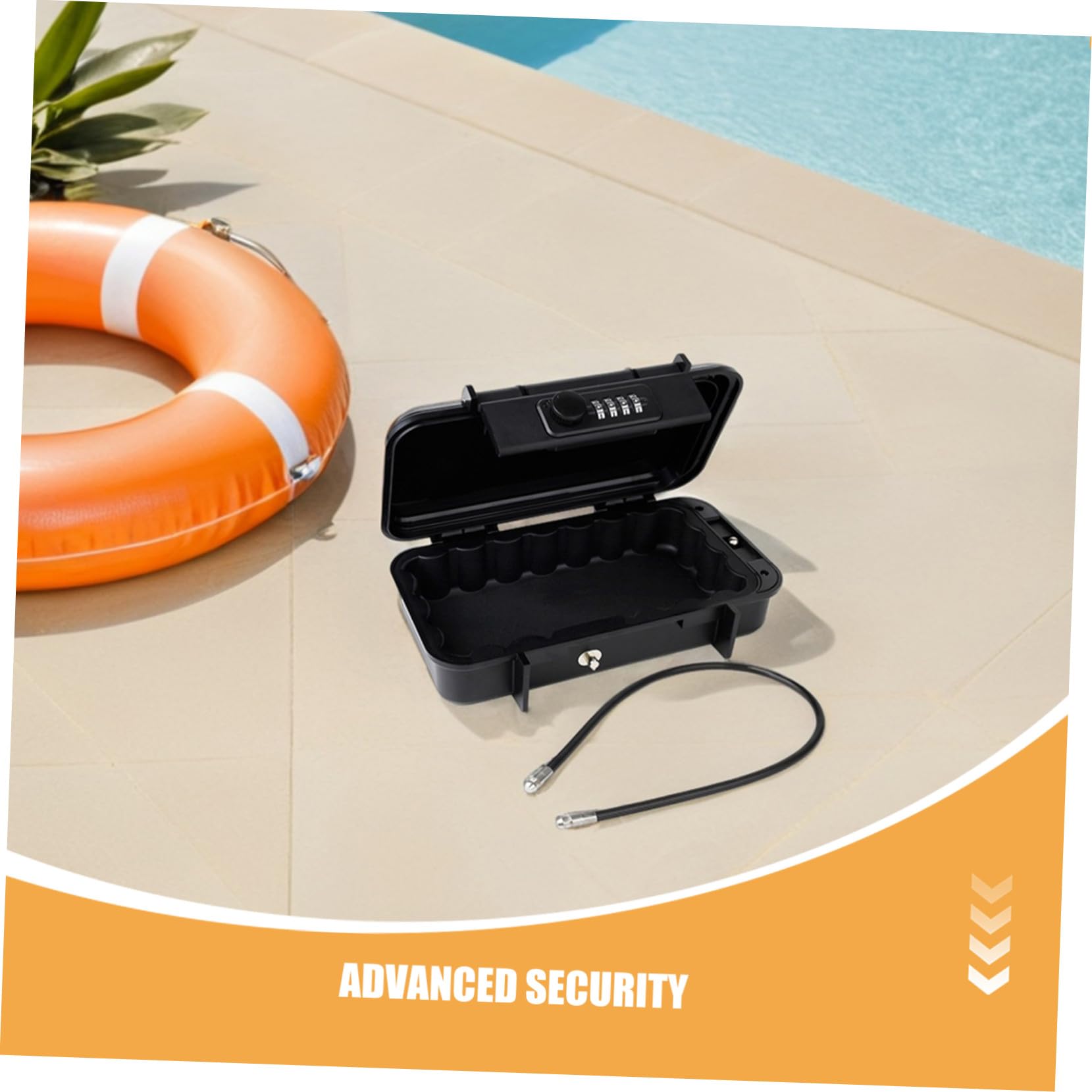 Coffre-fort Portable Noir pour Voyages et Plage Câble Acier Détachable