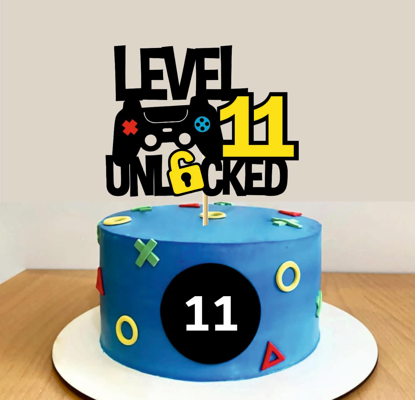 Level 11th Unlocked Cake Topper Game Controller 11s Cake Decoration Happy 11 Birthday Cake Decor-image-11
