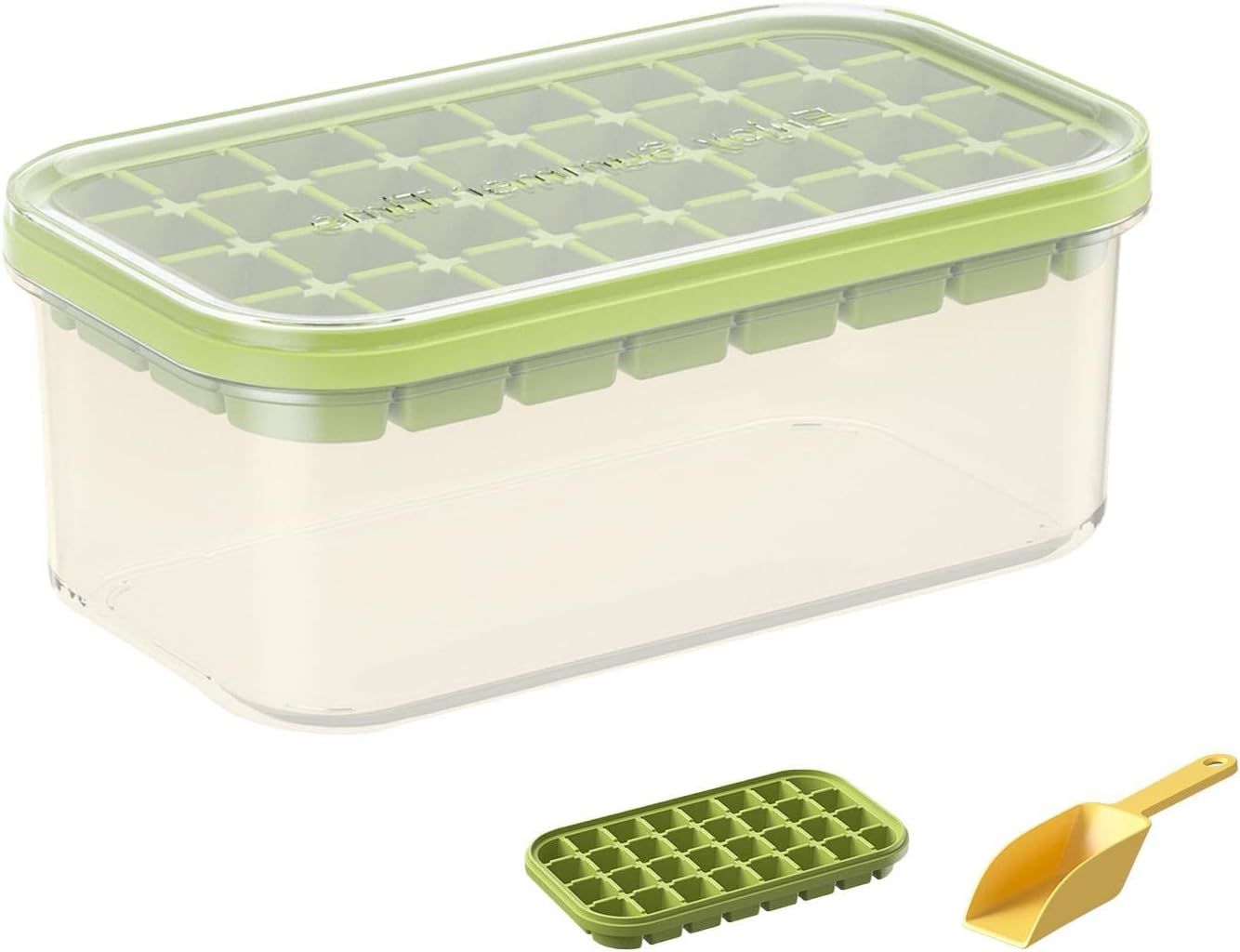 SANTASAN Bandeja de Cubitos de Hielo de Silicona - Molde para Hacer Hielo de Agua Bandeja para Cubitos de Hielo con Mango ergonómico - Bandeja de Cubitos de Hielo Rectangular de fácil liberación