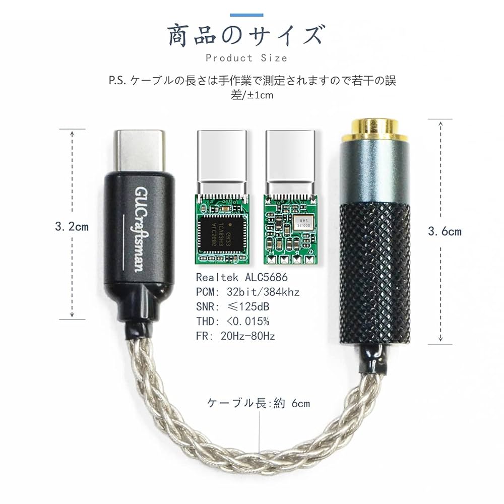 Amazon.co.jp: GUCraftsman Type-C (USB-C) to 4.4mm五極