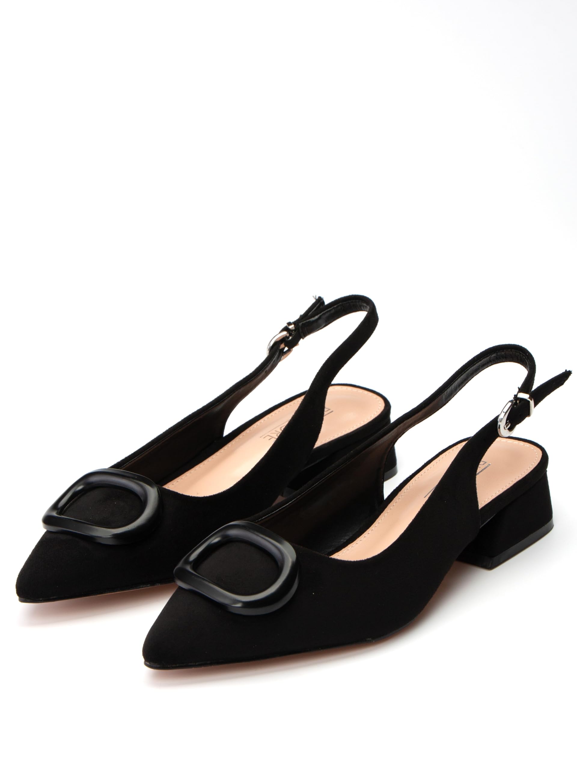 Pumps, Damen Slingpumps, 4 cm Blockabsatz, weiche Wildlederimitat/Kunstleder, Bequeme Pumps mit Absatz, Weiß/Schwarz/Weinrot/Beige/Blau/Gelb/Taupe, Slingbacks, Rückengurt, ML682-0716
