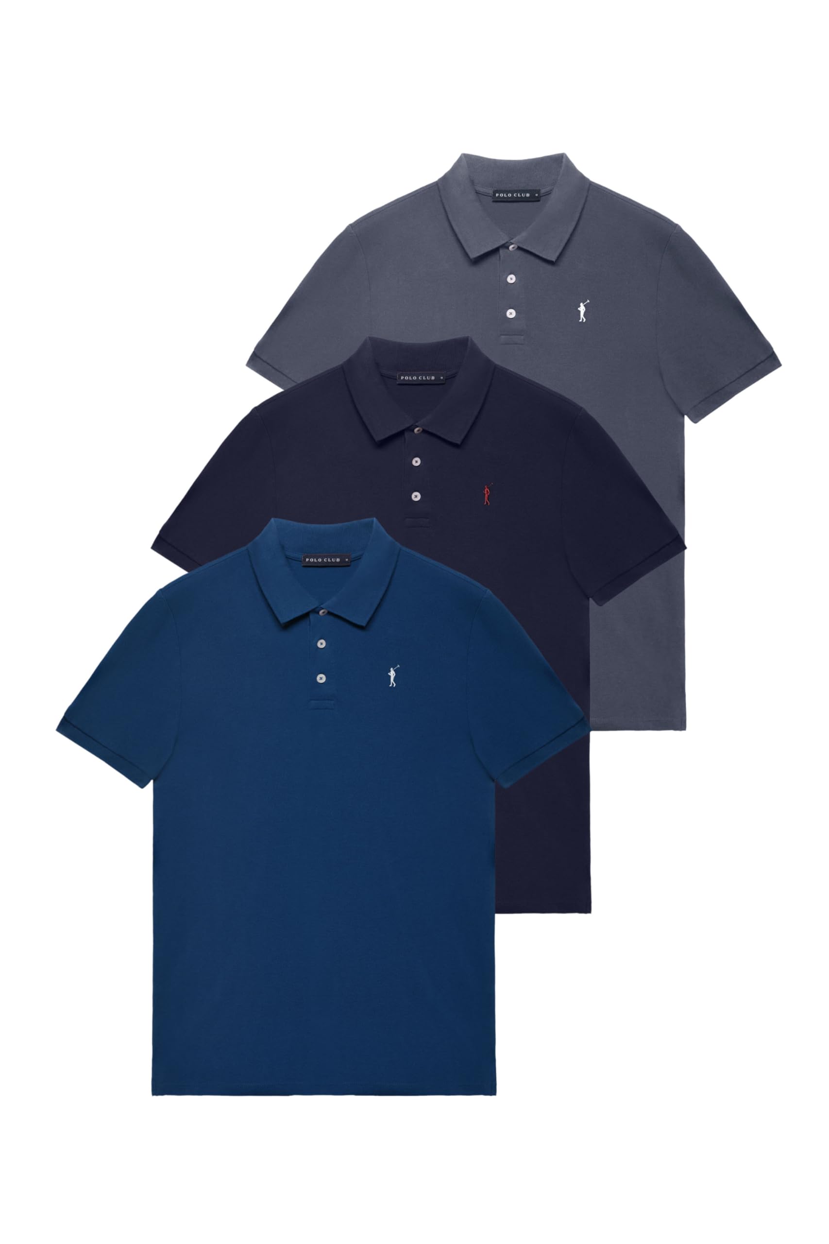 Polo Club Pack de 3 Polo Hombre Manga Corta 100% Algodón con Bordado