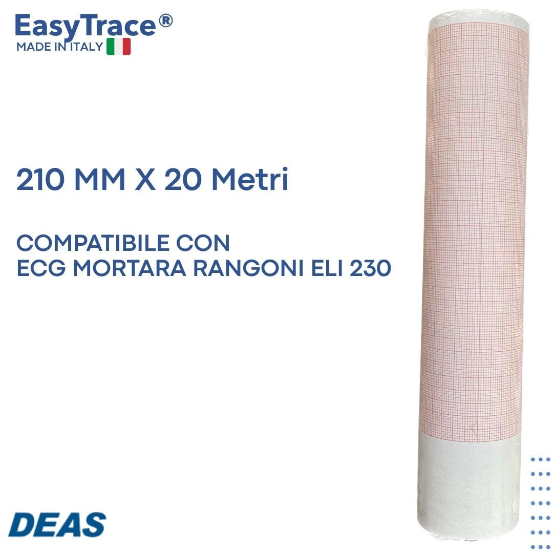 EasyTrace® 15 ROTOLI CARTA TERMICA PER ECG MORTARA RANGONI ELI 230 - FORMATO ROTOLO: 210 MM X 20 Metri [BR21020A1] Riferimento originale M.RANGONI 9100-029-50