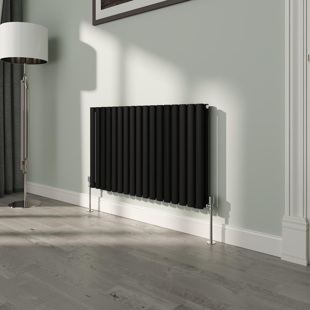 NRG Premium Black Oval Double Panel Designer Radiator 600x1003mm Central Heating — image 1