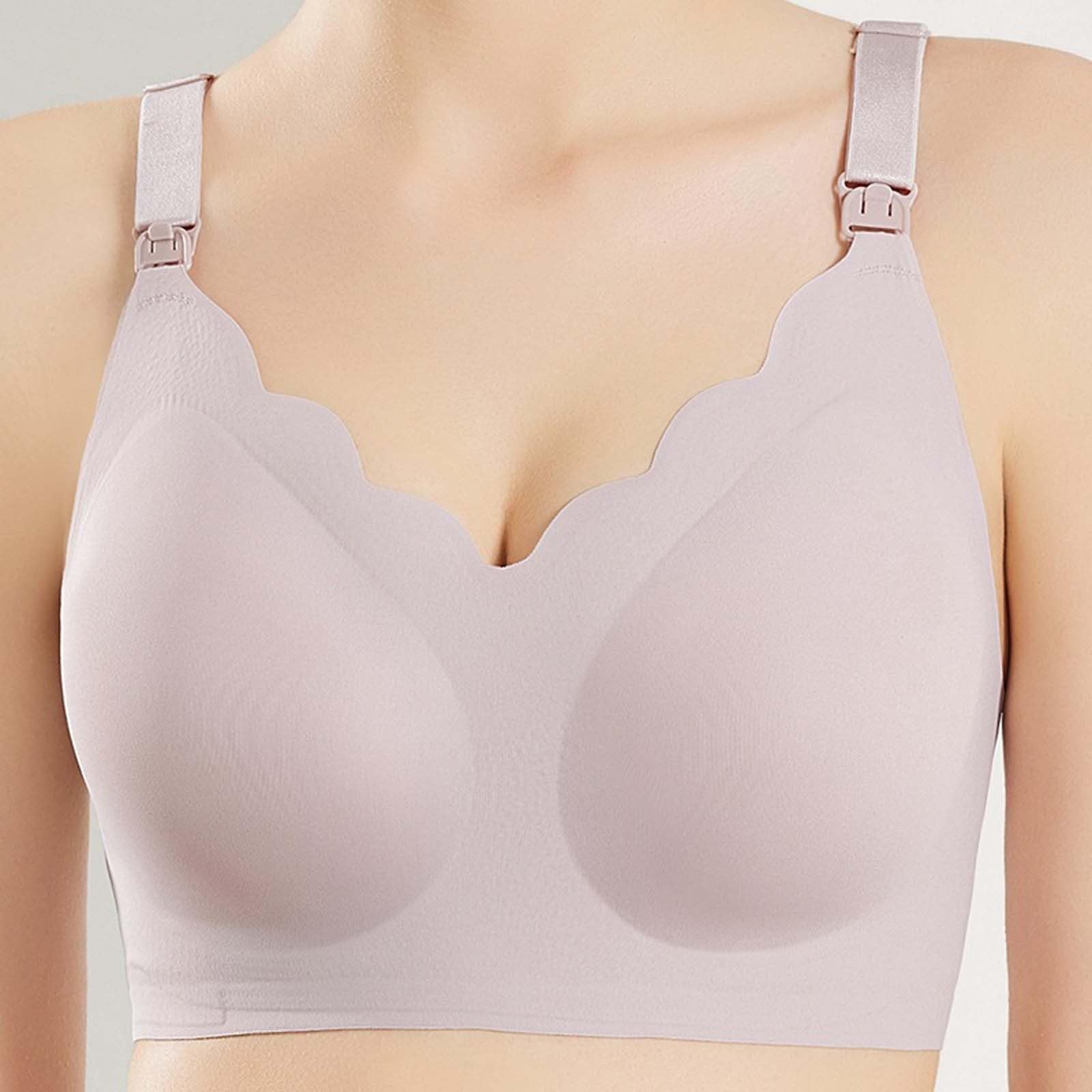 Still-BH, Gewellter for Damen, Nahtlos, Zur Unterstützung Der Schwangerschaft, Kabelloses Schwangerschafts-Schlaf-Bralette, Hellrosa, M