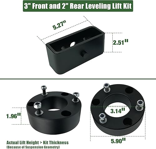 Miniatura 4 de Kit de elevación de nivelación delantera y trasera de 3 pulgadas y 2 pulgadas para Chevy Silverado 2WD 4WDGMC Sierra 1500 2WD 4WD, kit de elevación