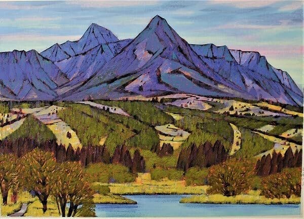 群馬県 画家 高橋常雄 風景 風景画 日本画 絵画 Amazon.co.jp: 真作 高橋常雄 「奥利根の山」 日本画12号 岩彩 風景